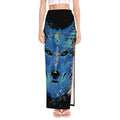 Native American Spiritual Wolf Print High Slit Maxi Skirt