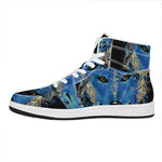 Native American Spiritual Wolf Print High Top Leather Sneakers