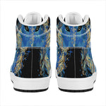 Native American Spiritual Wolf Print High Top Leather Sneakers
