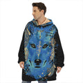 Native American Spiritual Wolf Print Hoodie Blanket