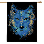 Native American Spiritual Wolf Print House Flag