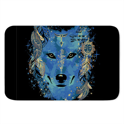 Native American Spiritual Wolf Print Indoor Door Mat