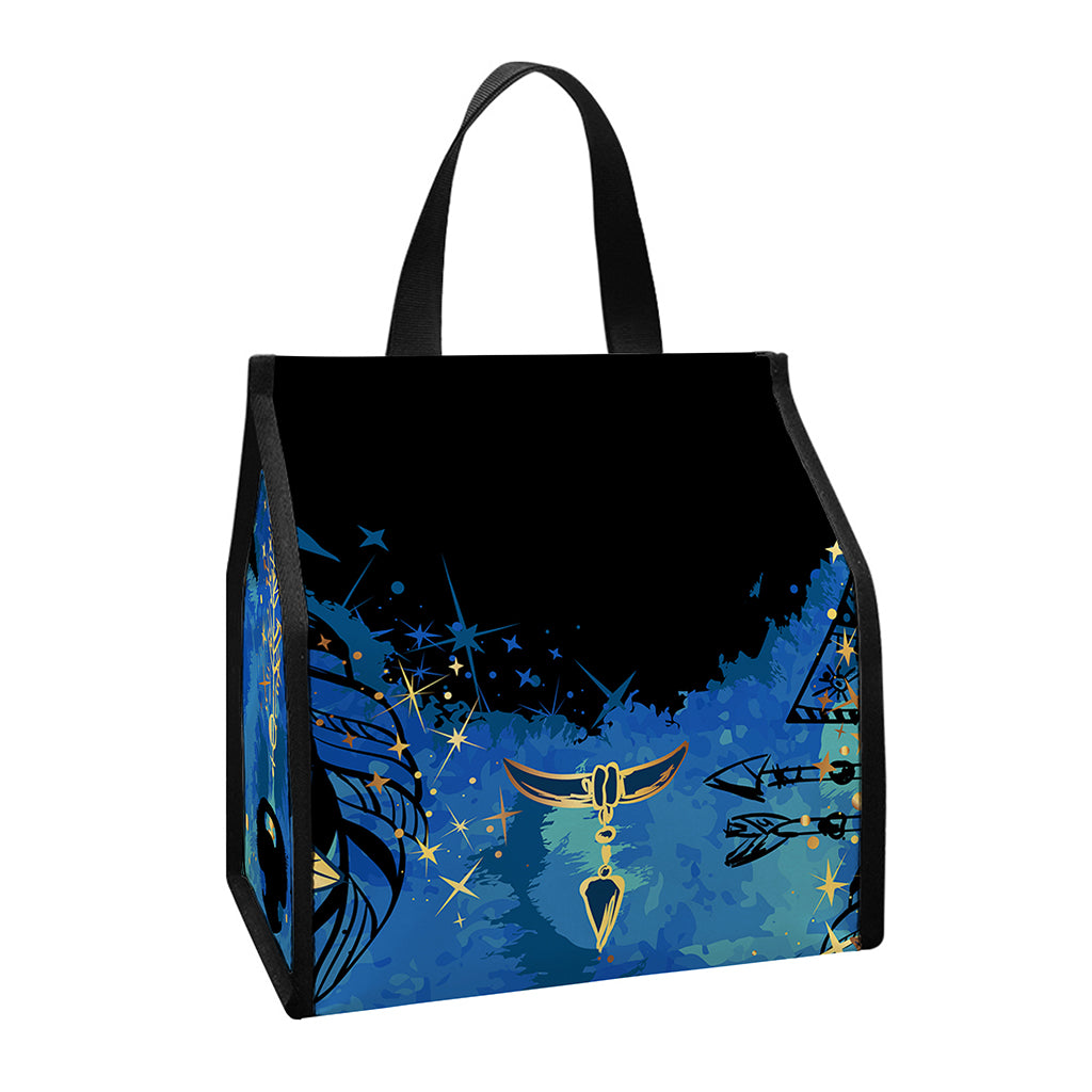 Native American Spiritual Wolf Print Insulated Lunch Tote