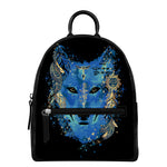 Native American Spiritual Wolf Print Leather Backpack