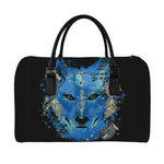 Native American Spiritual Wolf Print Leather Duffle Bag