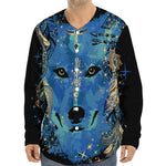 Native American Spiritual Wolf Print Long Sleeve Baseball Jersey
