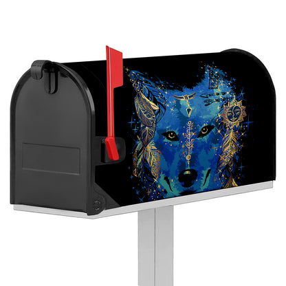 Native American Spiritual Wolf Print Mailbox Cover