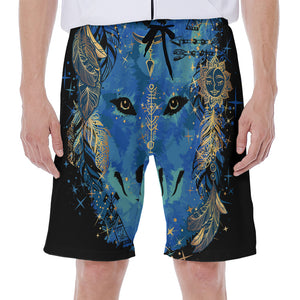 Native American Spiritual Wolf Print Men's Beach Shorts