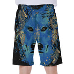 Native American Spiritual Wolf Print Men's Beach Shorts