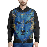 Native American Spiritual Wolf Print Men's Bomber Jacket