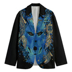 Native American Spiritual Wolf Print Men's Cotton Blazer
