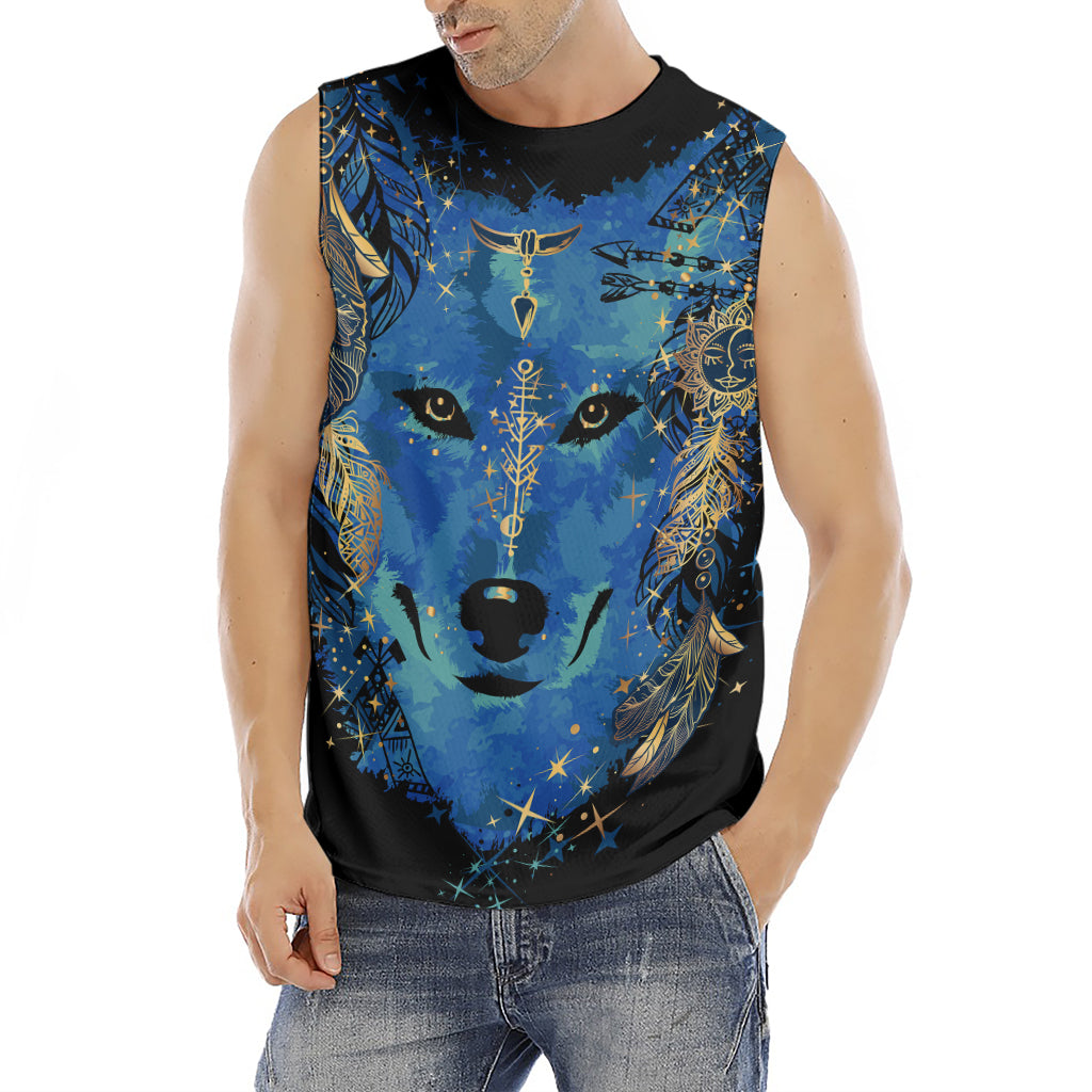 Native American Spiritual Wolf Print Men's Fitness Tank Top