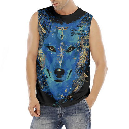 Native American Spiritual Wolf Print Men's Fitness Tank Top