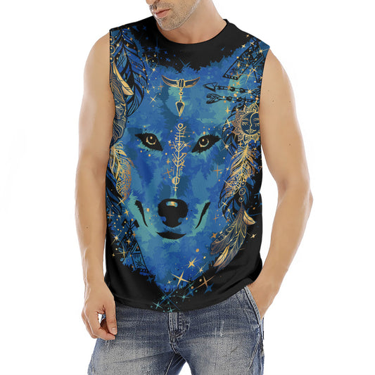 Native American Spiritual Wolf Print Men's Fitness Tank Top