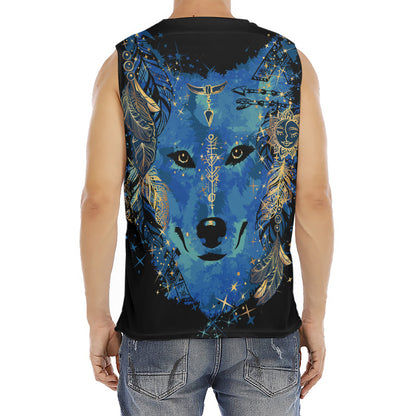 Native American Spiritual Wolf Print Men's Fitness Tank Top