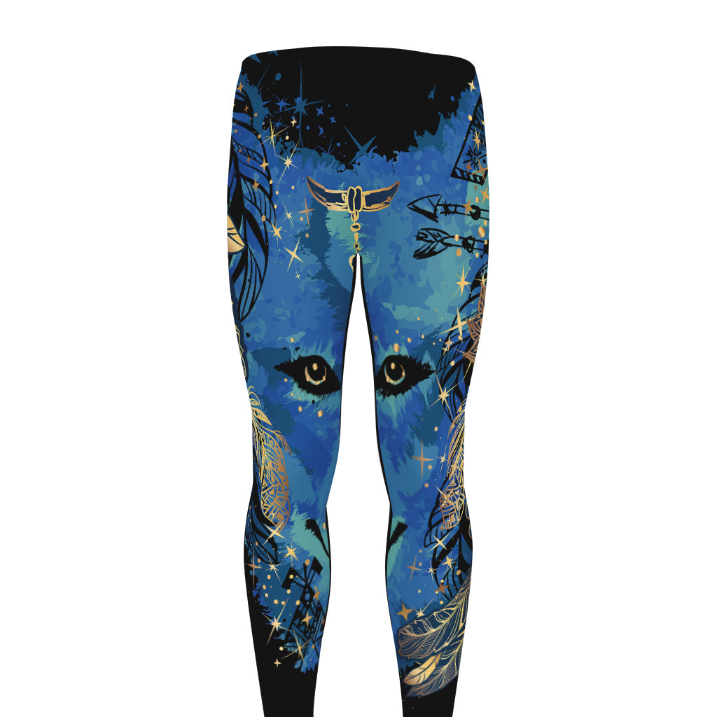 Native American Spiritual Wolf Print Men's leggings
