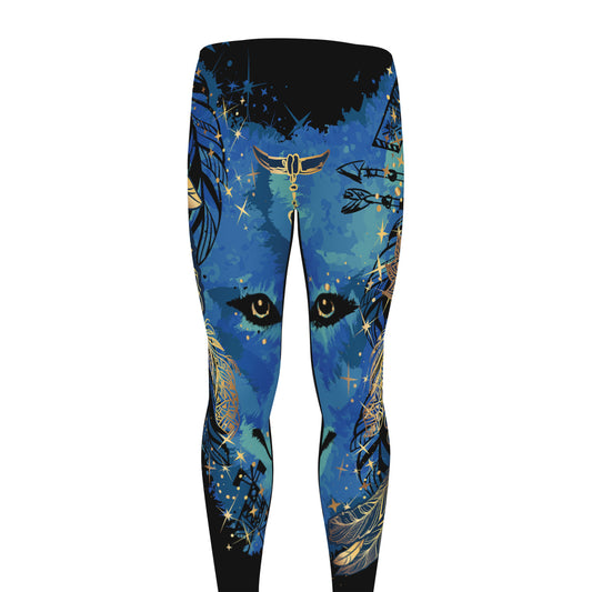 Native American Spiritual Wolf Print Men's leggings
