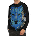 Native American Spiritual Wolf Print Men's Long Sleeve Rash Guard