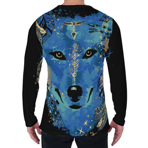 Native American Spiritual Wolf Print Men's Long Sleeve T-Shirt