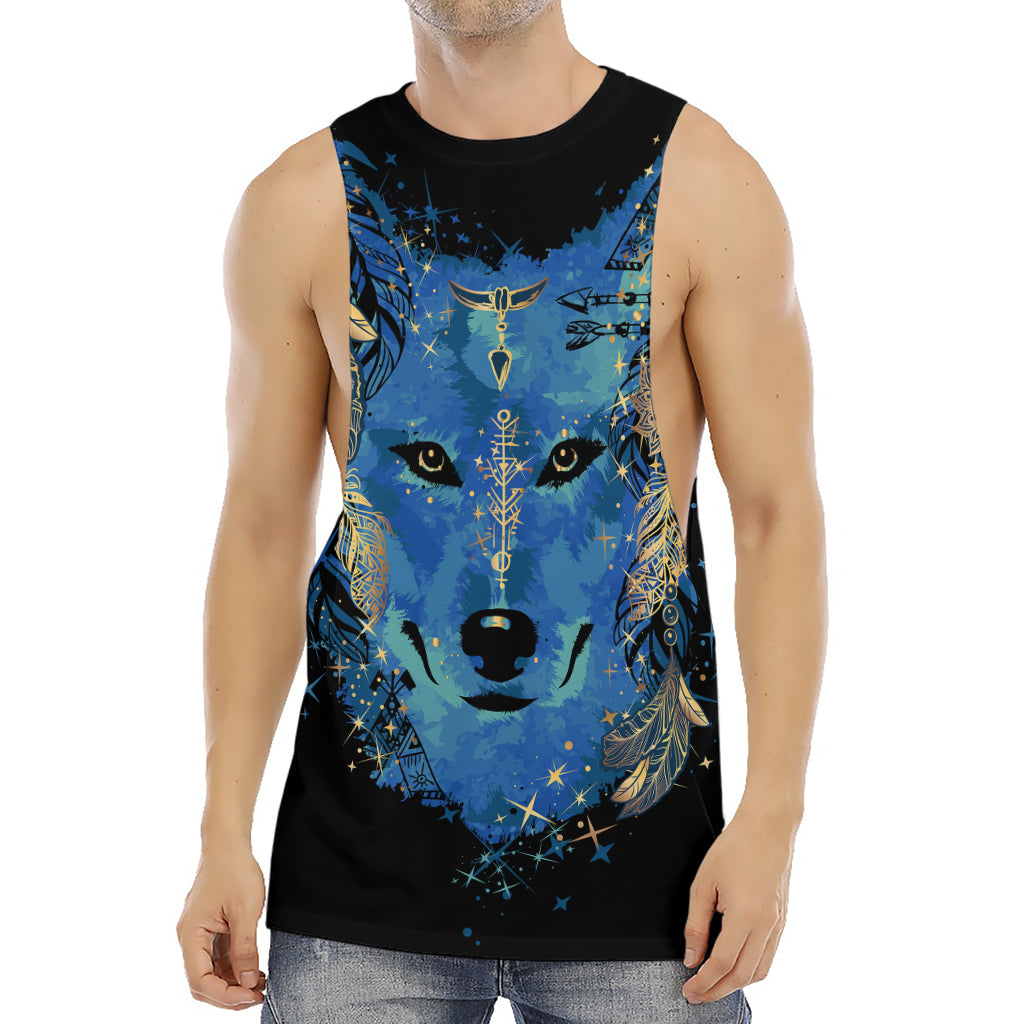 Native American Spiritual Wolf Print Men's Muscle Tank Top