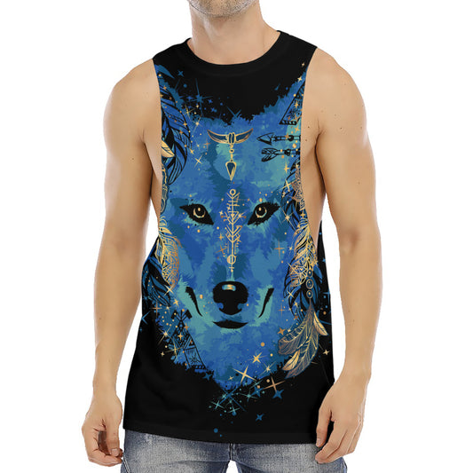 Native American Spiritual Wolf Print Men's Muscle Tank Top