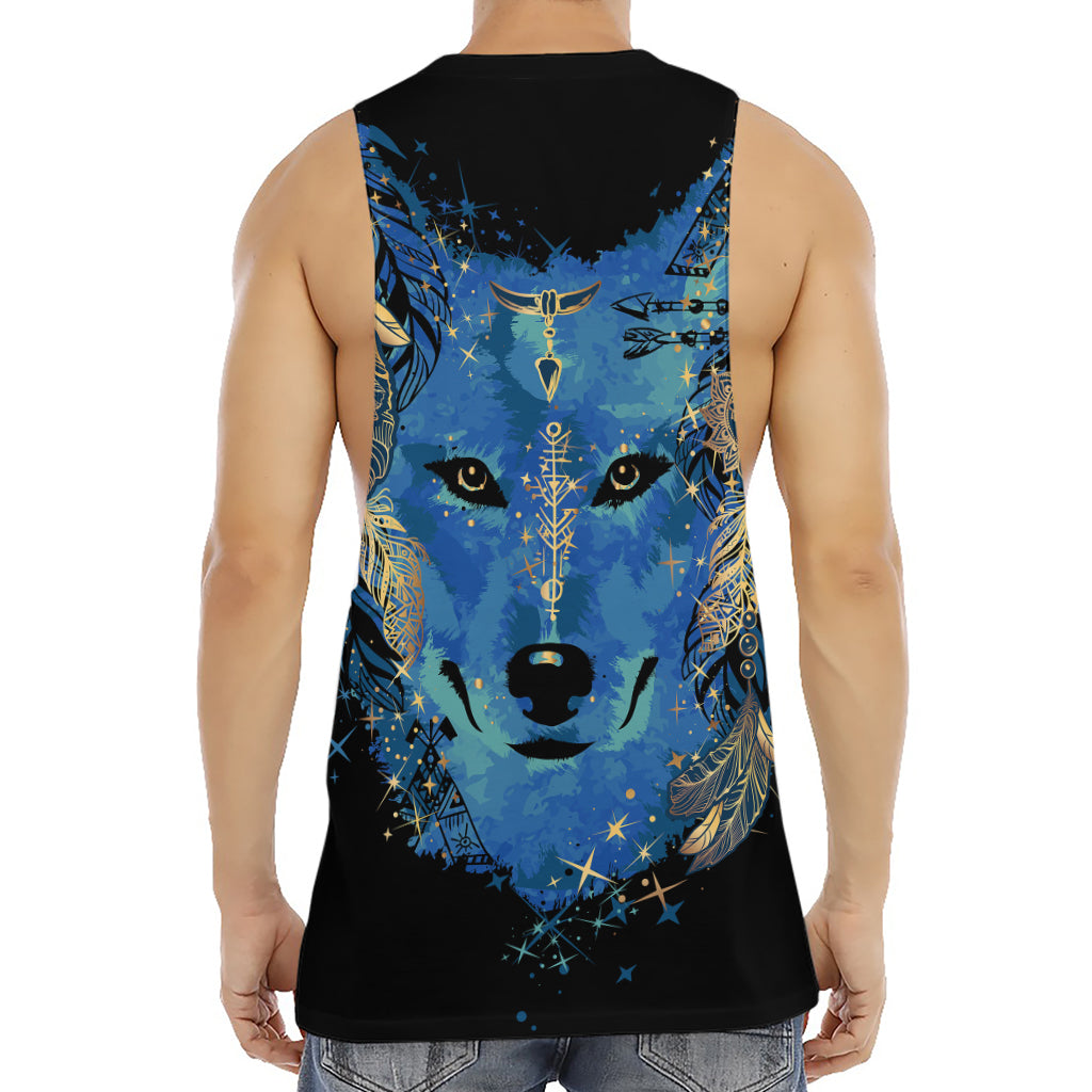 Native American Spiritual Wolf Print Men's Muscle Tank Top