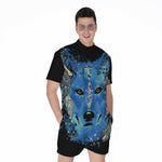 Native American Spiritual Wolf Print Men's Rompers