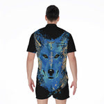 Native American Spiritual Wolf Print Men's Rompers