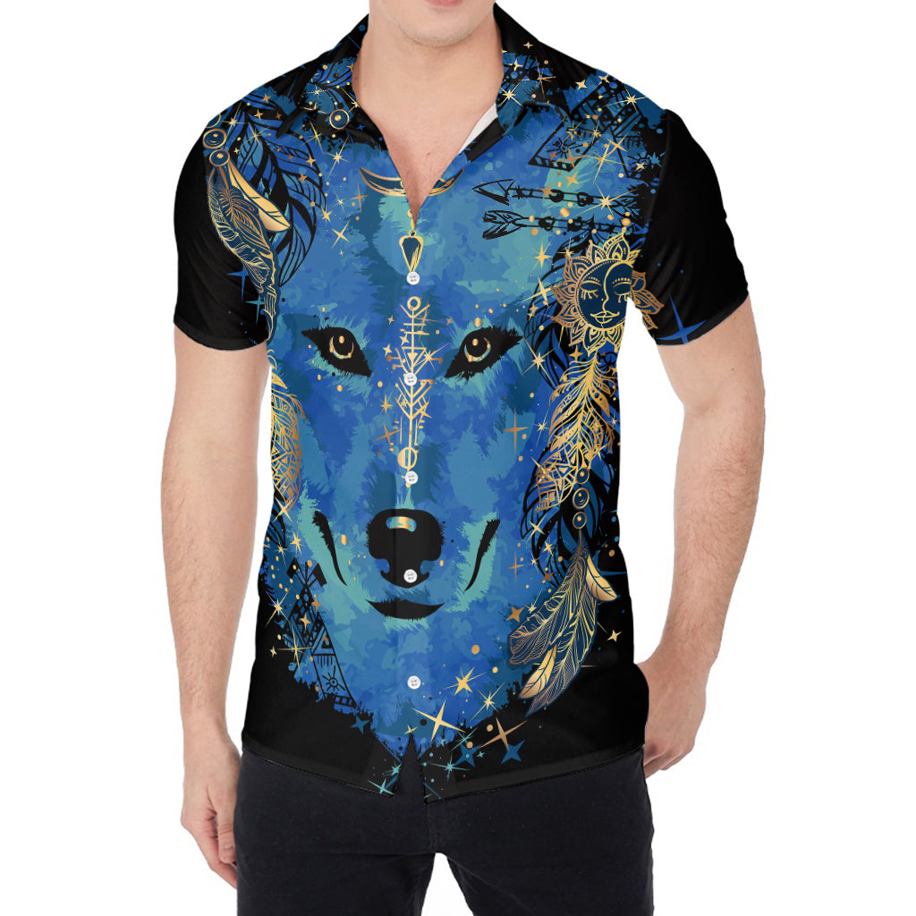 Native American Spiritual Wolf Print Men's Shirt