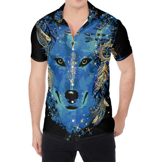 Native American Spiritual Wolf Print Men's Shirt