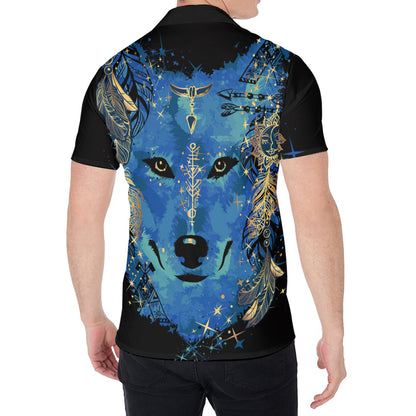 Native American Spiritual Wolf Print Men's Shirt
