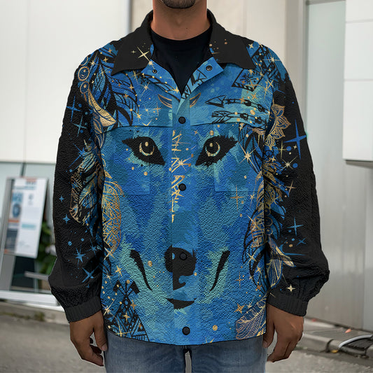Native American Spiritual Wolf Print Men's Shirt Jacket