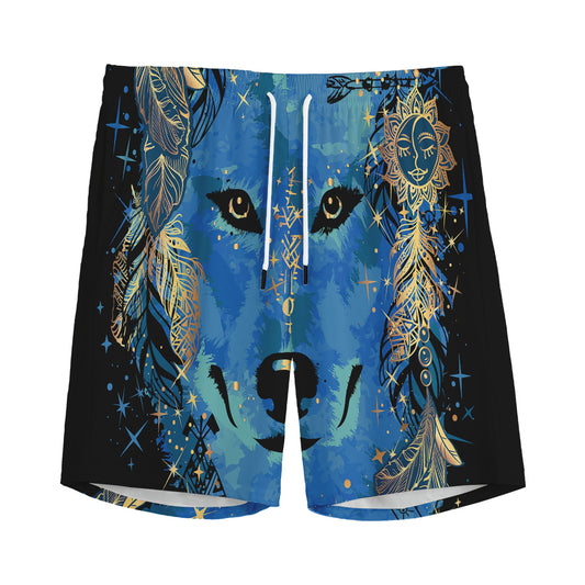 Native American Spiritual Wolf Print Men's Sports Shorts