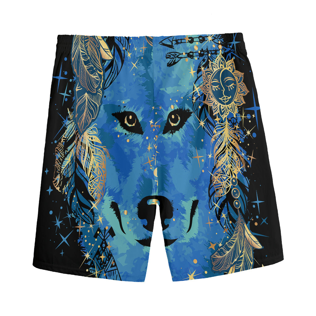 Native American Spiritual Wolf Print Men's Sports Shorts