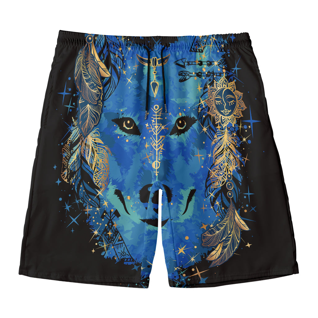 Native American Spiritual Wolf Print Men's Swim Trunks