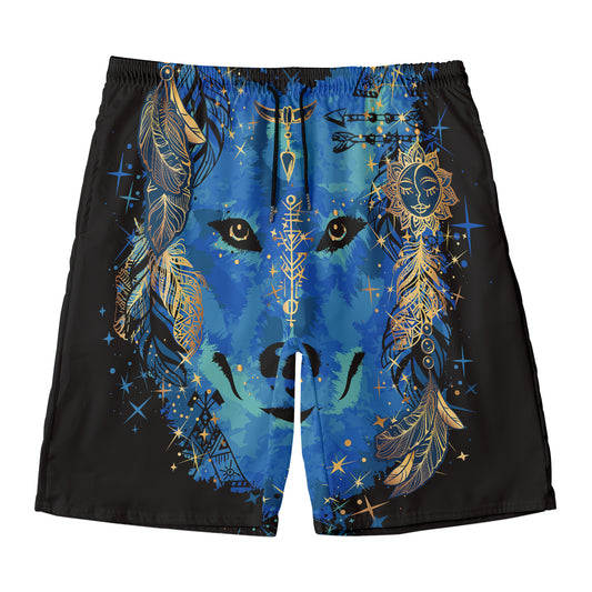 Native American Spiritual Wolf Print Men's Swim Trunks