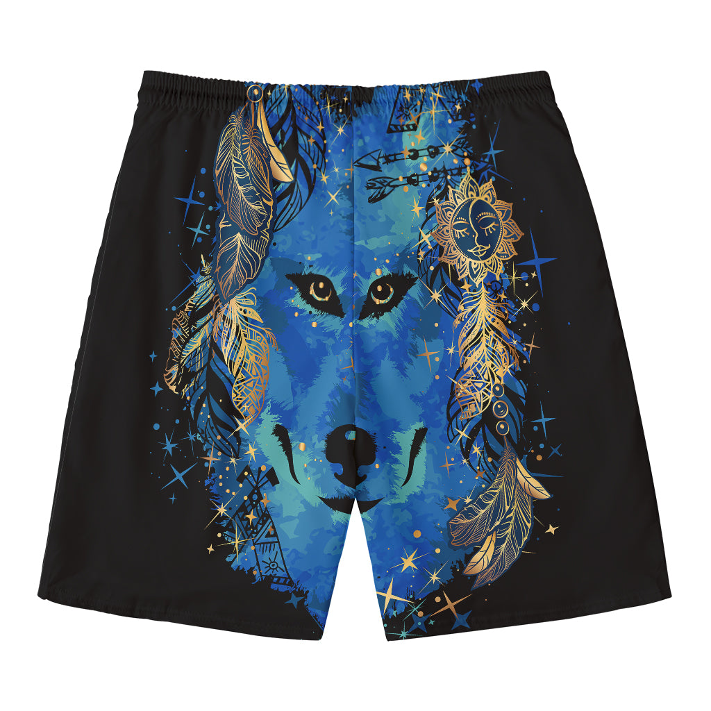 Native American Spiritual Wolf Print Men's Swim Trunks