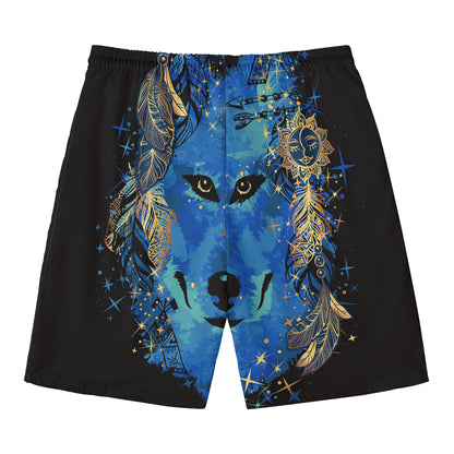 Native American Spiritual Wolf Print Men's Swim Trunks