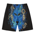 Native American Spiritual Wolf Print Men's Swim Trunks