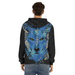 Native American Spiritual Wolf Print Men's Velvet Pullover Hoodie