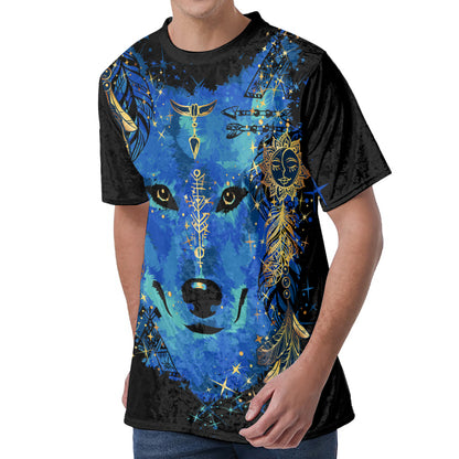 Native American Spiritual Wolf Print Men's Velvet T-Shirt
