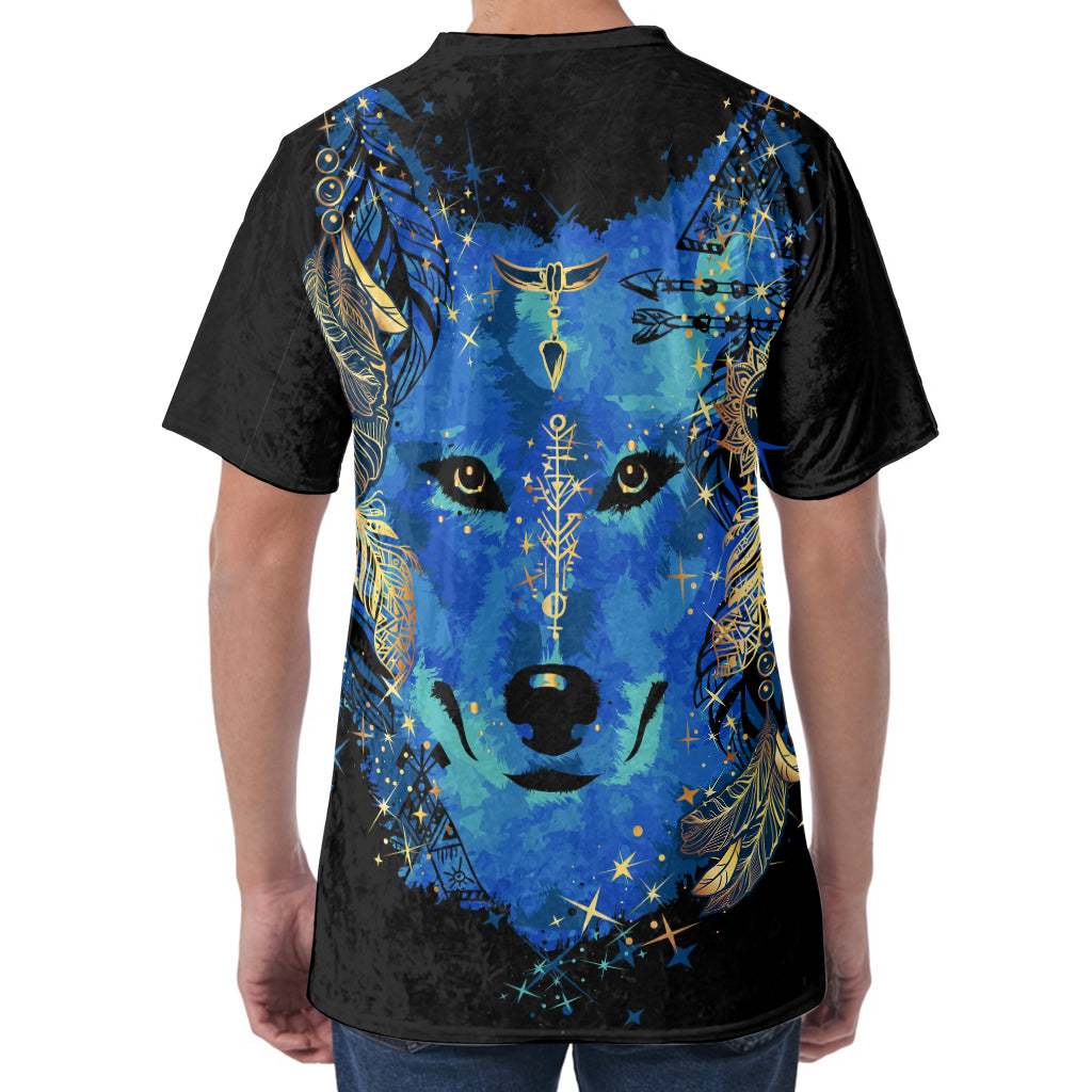 Native American Spiritual Wolf Print Men's Velvet T-Shirt