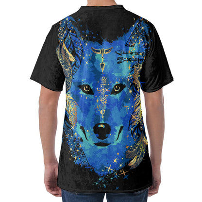 Native American Spiritual Wolf Print Men's Velvet T-Shirt