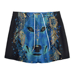Native American Spiritual Wolf Print Mesh Shorts