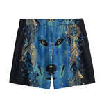 Native American Spiritual Wolf Print Mesh Shorts