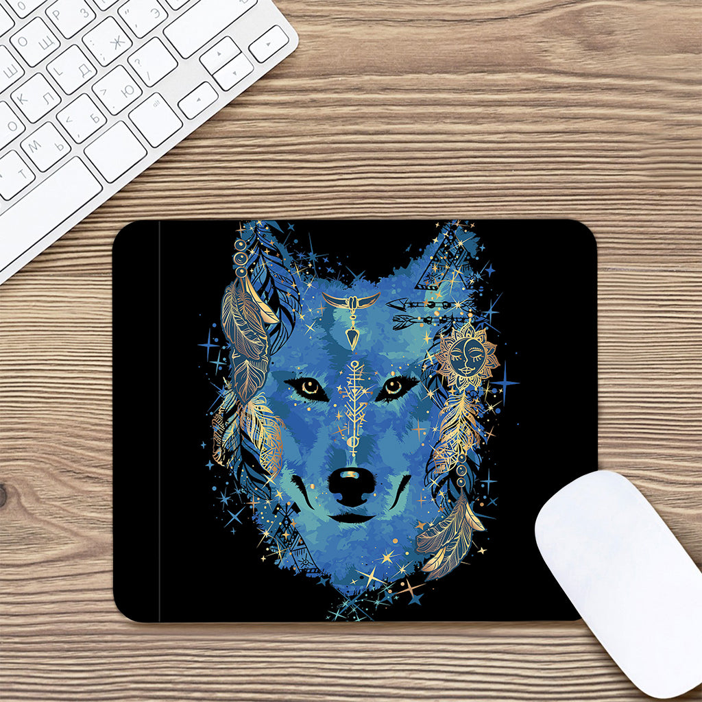 Native American Spiritual Wolf Print Mouse Pad
