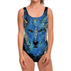 Native American Spiritual Wolf Print One Piece Swimsuit