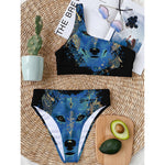 Native American Spiritual Wolf Print One Shoulder Bikini Top