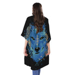 Native American Spiritual Wolf Print Open Front Beach Cover Up
