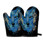 Native American Spiritual Wolf Print Oven Mitts